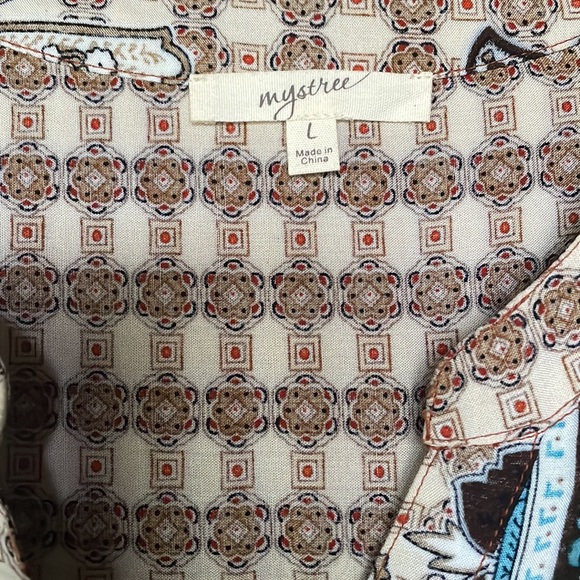 Mystree LS shirt LARGE with lace detail and paisley & brown print new no tags - Picture 4 of 7